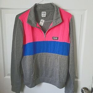 Women's PINK color block top - pink/blue/grey